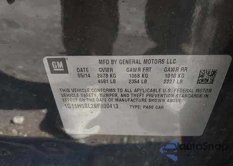 2014 Chevrolet Malibu 1Lz z USA, uszkodzony, nr VIN 1G11H5SL2EF300413